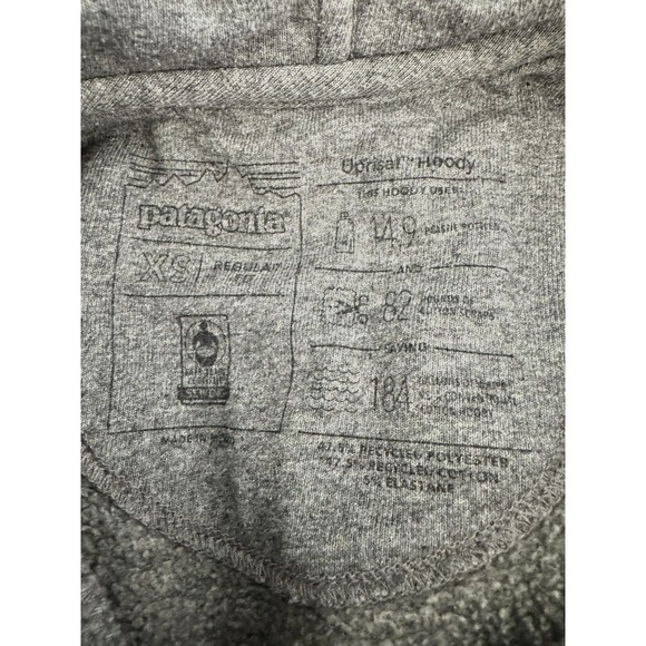 Patagonia P-6 Logo Hoodie Gray Unisex XS Pullover Fleece Fall Winter Layering - Picture 3 of 6